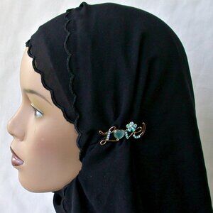 LOVE Hijab Pin Bridal Brooch  Rhinestone Scarf Pin BLUE